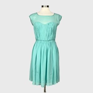 Boden Womens Eva Aqua Blue Chiffon Dress Short Sleeves Special Occasion size 6
